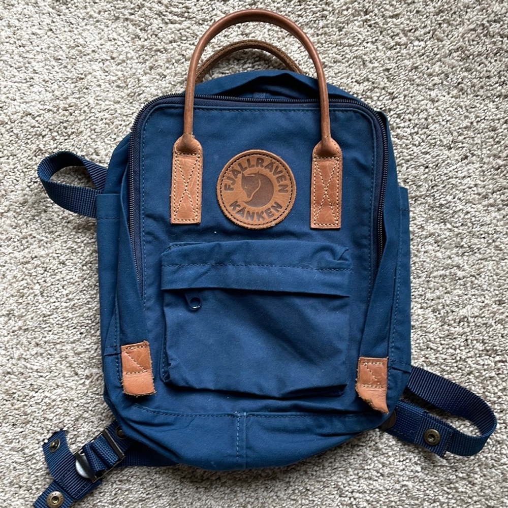 Fjallraven Kanken mini backpack with leather accents